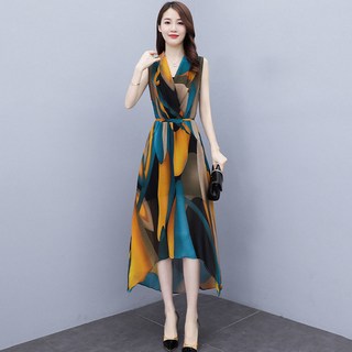 [항공배송] 여성 원피스 여름 2021 새로운 하이 엔드 라이트 럭셔리 디자인 투피스 닫기 피팅 원피스 허리 레이스 업 미디 원피스