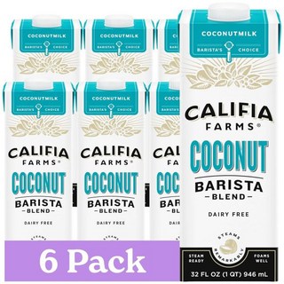 Califia Farms 커피 프림 크리머 칼리피아 팜스 코코넛 바리스타 블렌드 밀크 32온스 6개 묶음 상온 보관 가능 유제품 무첨가 식물성 비건 글루텐 프리 비GMO, Califia Farms 커피 프림 크리머 칼리피아 팜, 1개, 946ml