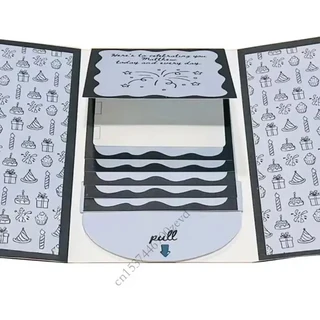 수제 크리스마스 기프트 카드 폭포 소책자 개별 기념품 곡물 곡선 메시지 슬롯 휴가 축하 P9YB, 03 Gray, 01 빠른