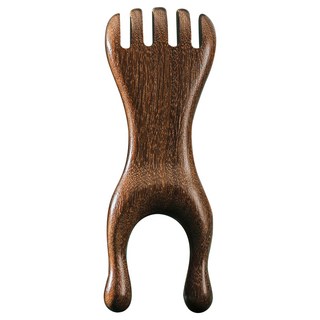 檀木經絡梳 檀木按摩梳 經絡梳 頭皮按摩梳 五爪按摩梳 頭皮梳 按摩梳, 金絲檀木-兩用鼻刮, 1個