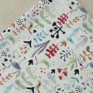 【布喜翻CottonLove】韓國棉布印花布 水彩水鳥動物圖案 可愛拼布手作布料, 1個, 半碼 【現貨，同款布買多不裁開】