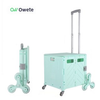 OWETE 다용도 일체형 접이식 카트 쇼핑카트 장바구니캐리어 캠핑웨건 8바퀴 계단 시장 카트, 1개, 녹색