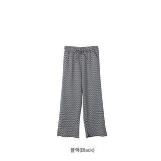 지그재그 패턴 밴딩 와이드 팬츠 편안한 루즈핏 데일리바지