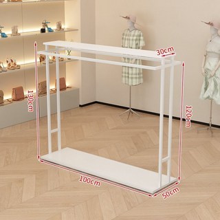 衣帽架 中島架 服裝展示架 雙排雙杆, 加粗框架 穩固承重【支持定製】,金色-長150*寬50*高130cm【無