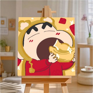 30x30 DIY 數字油畫 臥室客廳裝飾畫 按數字繪畫 手工畫, OPO023,30*30內框+畫筆+顏料+膠膜