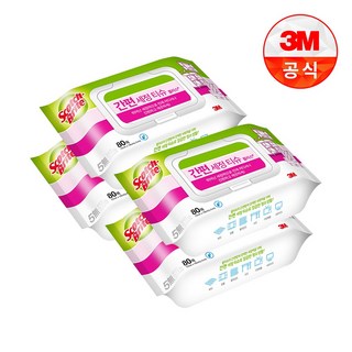 스카치브라이트 간편세정티슈 플러스 80매, 4개