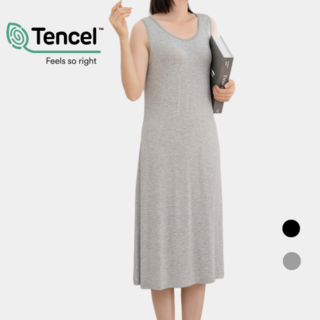 리치블랑 여성 모달 브라탑 홈웨어 캡내장 민소매 롱 원피스 잠옷