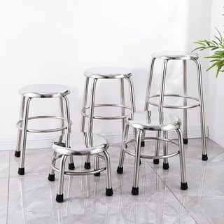 加厚304不銹鋼圓凳 四腳圓凳 家用矮凳 實心圓形餐椅, 1個, 【精緻款】42,【正品不銹鋼】