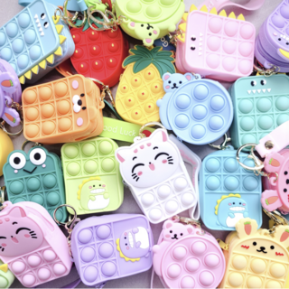 푸쉬팝 키링 뽁뽁이 열쇠 가방고리 캐릭터 동전지갑 키홀더 지퍼파우치 백참, 그린 코알라, 1개