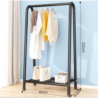 【下單即送】加厚鋼管掛衣架 開放式衣櫃 曬衣架 衣帽架 三合一衣櫥 衣物收納 置物架, 60CM-黑色單層網
