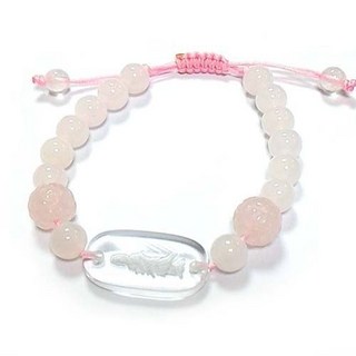 白水晶觀世音與白玉圓珠中國結手鍊