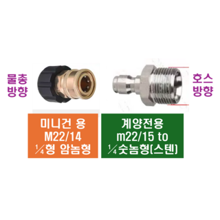 고압세척기 호스연결어뎁터 |카처 보쉬 Bosch Lavor 크란즐 계양 ) : 각종고압세척기와 고압세척기 건 (m22규격)간 연결용 어뎁터(한국배송), 계양 이지커넥터(미니건 용)