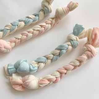 개달당 강아지 양갈래 터그놀이 핸드메이드 이갈이 장난감, 1개, 아이보리