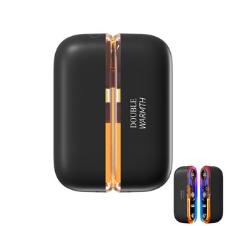 Cygoah 휴대용 충전식 손난로 마그네틱 듀얼 전자 핫팩 과열 보호 1.8초 초고속 가열 4단 온도 조절 무드등, 블랙, JF310