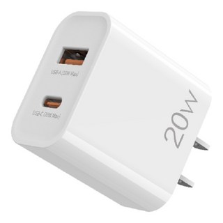 AiHome USB A TYPE C 快速充電器 20W 雙孔充電頭 附A轉L傳輸線 快速充電 多重保護, 1套, PD-20W雙孔快充頭（不附線）