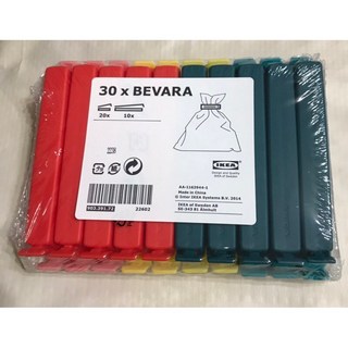 IKEA BEVARA 食物袋封口夾 30件組, 多色, 1個