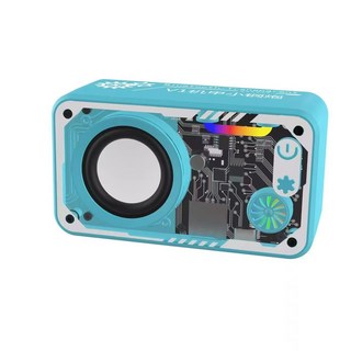 2024 賽博機甲 低音炮 高音質 透明機甲 戶外 無線藍牙音響, 1個, 2025新升級【朋克活力藍】頂配版【AI頂級音質+超強續航+9D振膜】