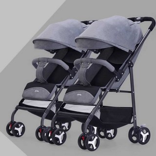 트윈 유모차 분리 및 분리가 가능하고 가볍고 충격 흡수가 뛰어나며 접이식 유모차, 젠틀맨 그레이(탈부착)