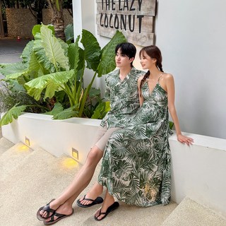 44~77 코사무이 야자수 휴양지 커플룩 신혼여행 여름 바캉스 허니문 하와이안 시밀러룩 세트 휴가 여행용