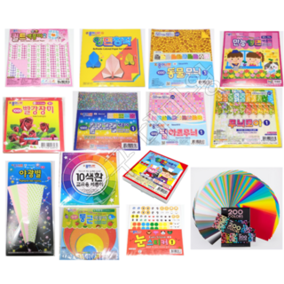 무늬색종이 학 별접기 모아 펄하트 금은홀로그램 레인보우 케이스색종이 한지 양면 100매 400매 꽃모빌 스티커색종이, 10)금은 색종이