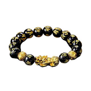 黑曜石貔貅手鍊 招財納福時尚 男女皆宜彈性繩設計