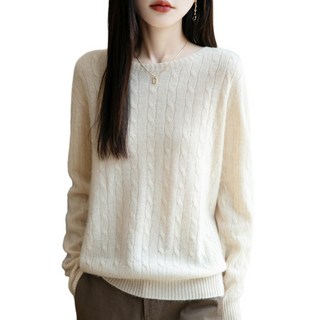 제이유미 여성 라운드 케이블 꽈배기 긴팔 니트 스웨터 GH-252