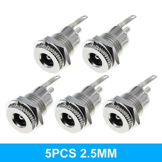 1/5PCS DC099 5.5mm x 2.1mm DC 전원 잭 소켓 암 패널 마운트 커넥터 금속 오픈 홀 11MM 5.5x2.1, 04 5PCS 2.5MM