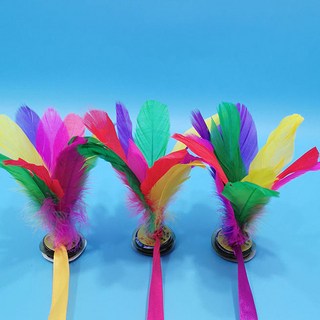 毽子 兒童 小學生 毽球 運動 雞毛 健身 專用 耐踢, 1個, 彩荷二只帶繩