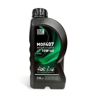 油工廠 RUN WELL MOF407 10W40 PAO 0.8L 全合成機車油，提升引擎保護，延長機油壽命，適用多種摩托車和速克達, 1個, 10W40 0.8L