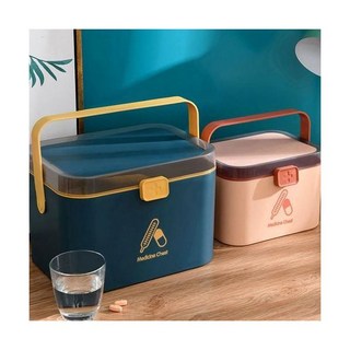 이동형 디자인 메디컬박스 구급함 대형 구급상자 가정 차량비치용 응급 약상자 약통, 터키블루(중형), 1개