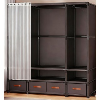 【臺灣現貨 3天內達】衣櫃 衣櫥 日繫簡易衣櫃 家用臥室多層佈衣櫃帶抽屜 出租房收納櫃大容量掛衣櫃 掛衣架 開放式衣櫃, 【無抽屜款】-單排-星空白-衣櫃,限时活动价【多层大容量】, 星空白