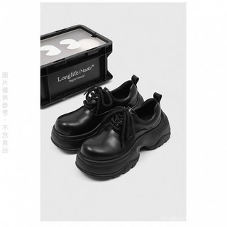 限時購 實拍厚底德比鞋男高7公分鬆糕底皮鞋老爹鞋全黑黑色大頭鞋皮鞋皮鞋青春潮流新款T7OY