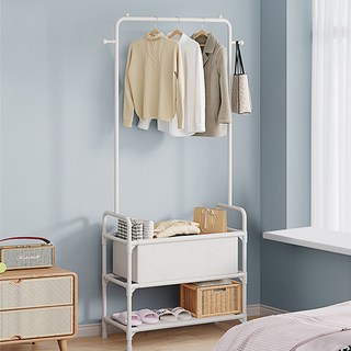 alwanking 옷걸이 행거 철재 튼튼한 이동식 행거 3단 수납형, 화이트