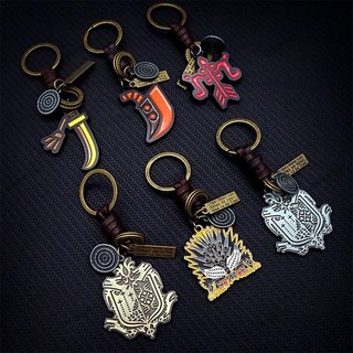 魔物獵人鑰匙扣 雷狼龍項鏈 蒼藍星掛件 滅盡龍鑰匙扣 魔物獵人吊飾 魔物獵人飾品, 公會標志銅色,鑰匙扣升級版, 1個