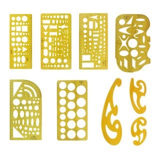 shangren 템플릿 스텐실 세트 제도 도구 건축 디자인 눈금자, 9개, 다중, 플라스틱