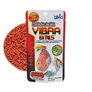 日本 Hikari Vibra Bites 熱帶魚蟲型飼料 35g 仿紅蟲條狀 緩沉, 1個, 22206 ( 35g