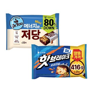 오리온 에너지바 저당 미니 324g+핫브레이크 미니 416g