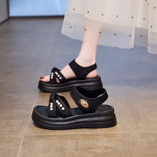 여성 여름 발편한 쿠션 샌들 통굽 휴양지 슬리퍼