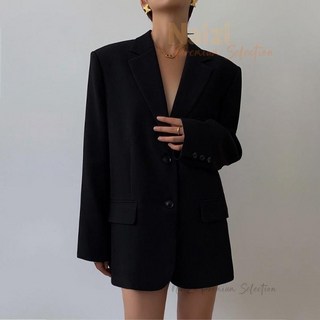 韓版寬鬆黑色西裝外套 新竹出貨 休閒復古長版外套