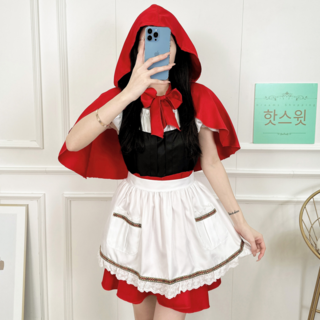 핫스윗 빨간망토 차차 코스튬 짧은 망토 할로윈 크리스마스 의상 세트