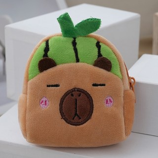 卡皮巴拉造型零錢包 水豚君娃娃吊飾 可愛水果掛件