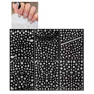 스콜피오 겨울 눈꽃 네일 스티커 야광, 6개, 화이트