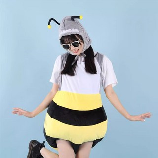 鯊bee 人偶服 小蜜蜂服裝 鯊魚服 搞怪萬圣cos套裝, 1個, 大碼成人款（162-181cm 160斤內）