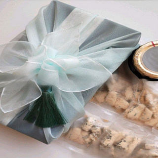 크리스탈 보자기 선물보자기 포장 소 6p세트, 6개, 아이보리_3개x라이트블루3개