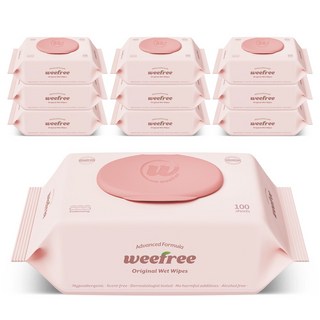 위프리 제로 핑크 엠보싱 아기물티슈, 10개, 100매, 55g