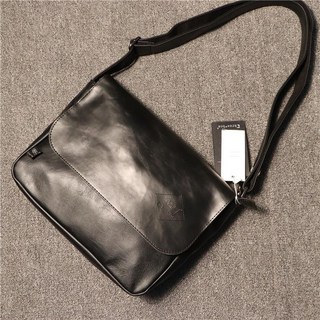 threebox復古郵差包 男士簡約單肩斜跨真皮包 潮流日韓英倫風斜挎背包 男女適用進口訂單機能冒險包225, 黑色