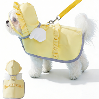 AROEREV 애완 동물 강아지 우비 방풍 방수판초 레인코트, 1개, Lemon Yellow