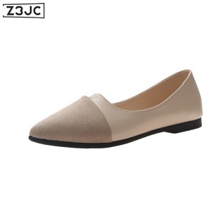 Z3JC 淺口軟皮新款尖頭百搭平底單鞋軟皮時尚豆豆鞋春秋冬