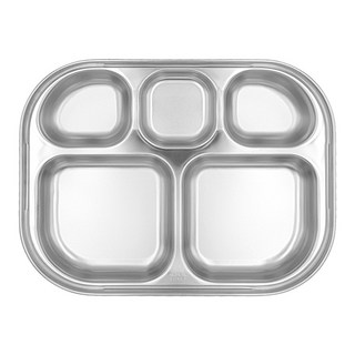 해피키즈빌 국산 스텐 식판 아기 어린이 유치원 어린이집 성인 다이어트 급식판, 일자 유아 식판, 1개