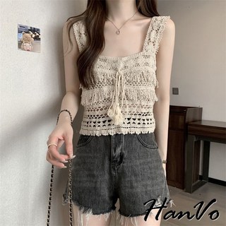 HanVo 波西米亞風鏤空背心 - 別緻典雅設計韓系女裝